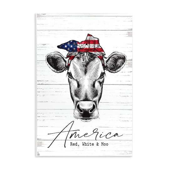 Stupell Industries Americana Cow Red White and Moo Country Farm Quote Wall Plaque Art
